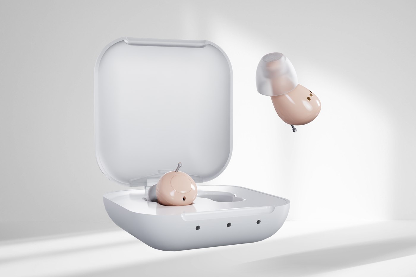 Audien Atom 2 rechargeable OTC hearing aids with charging case
